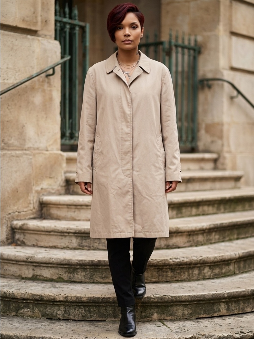 London Fog Lightweight Beige Trench Unisex Coat☑️